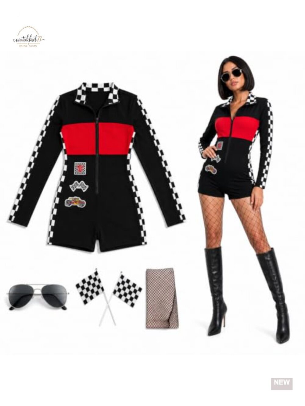 Racer Jumpsuit Costume Set Polyester Spandex Bodysuit Halloween Cosplay